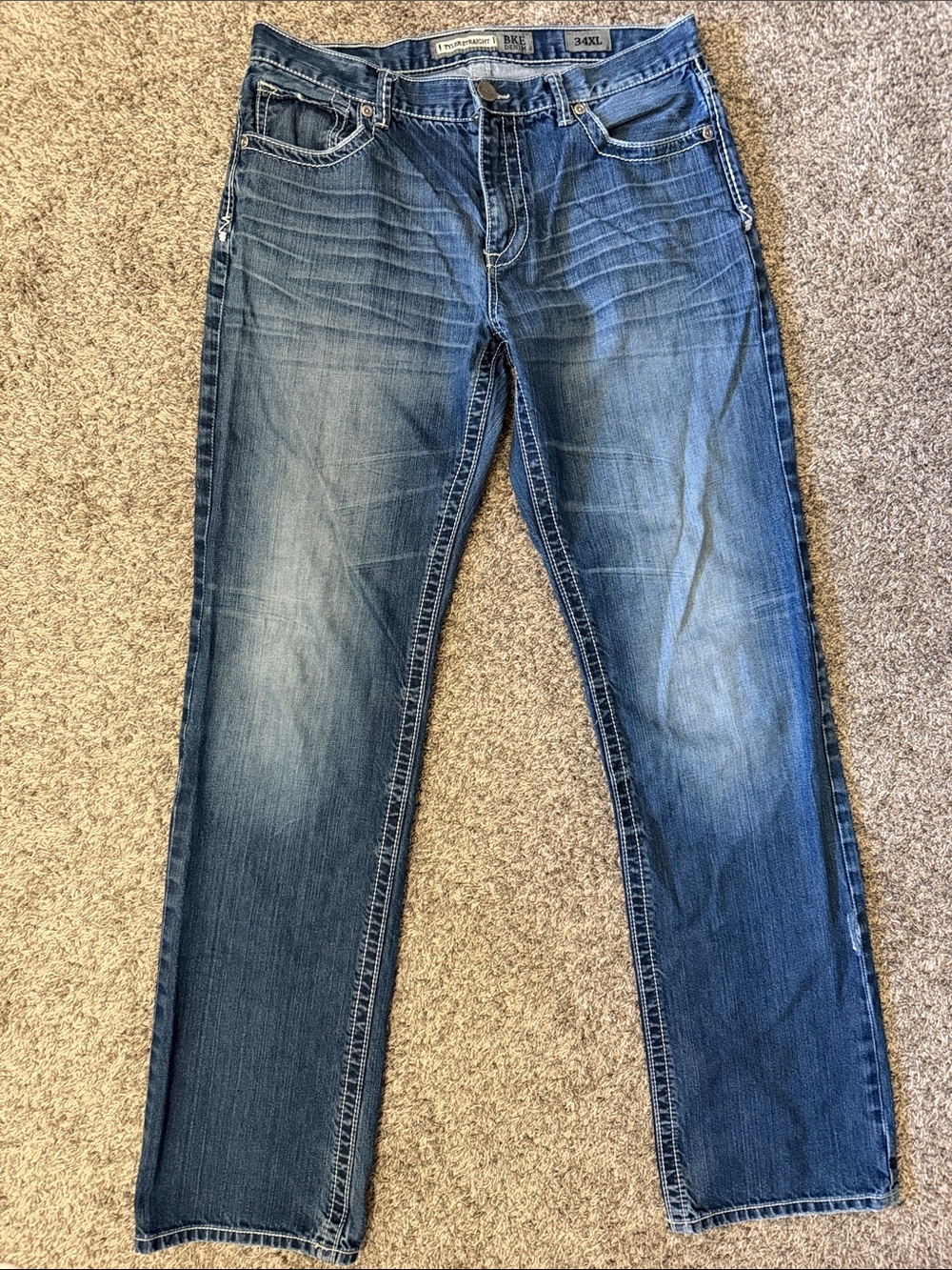 BKE Men's Medium Blue Straight Jeans